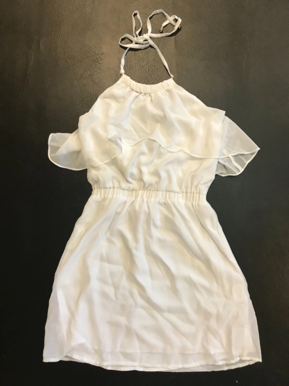 NWT Bebe 2b white sheer halter tie back top dress